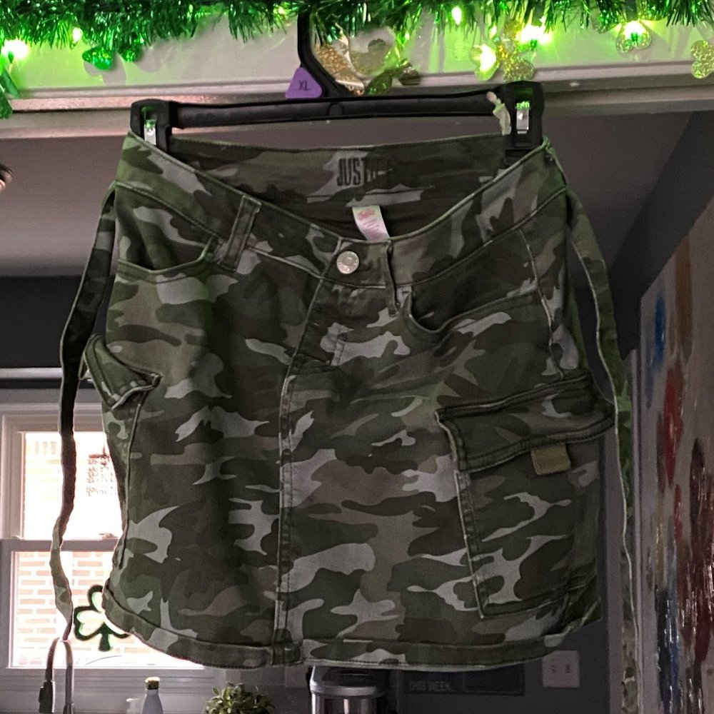 Justice Camo Cargo Skirt